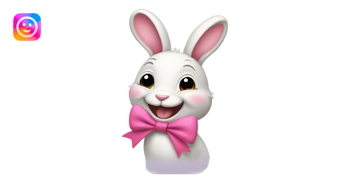 laughing bunny with a pink bow emoji | AI Emoji Generator