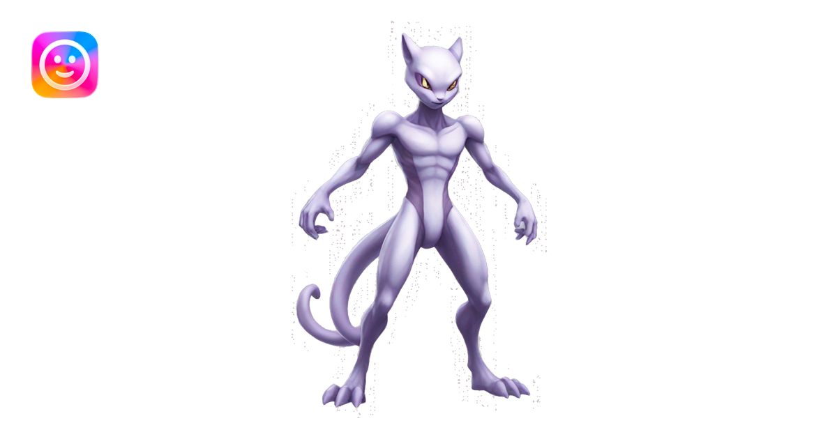 Anthro Mewtwo-Pokémon full body emoji | AI Emoji Generator