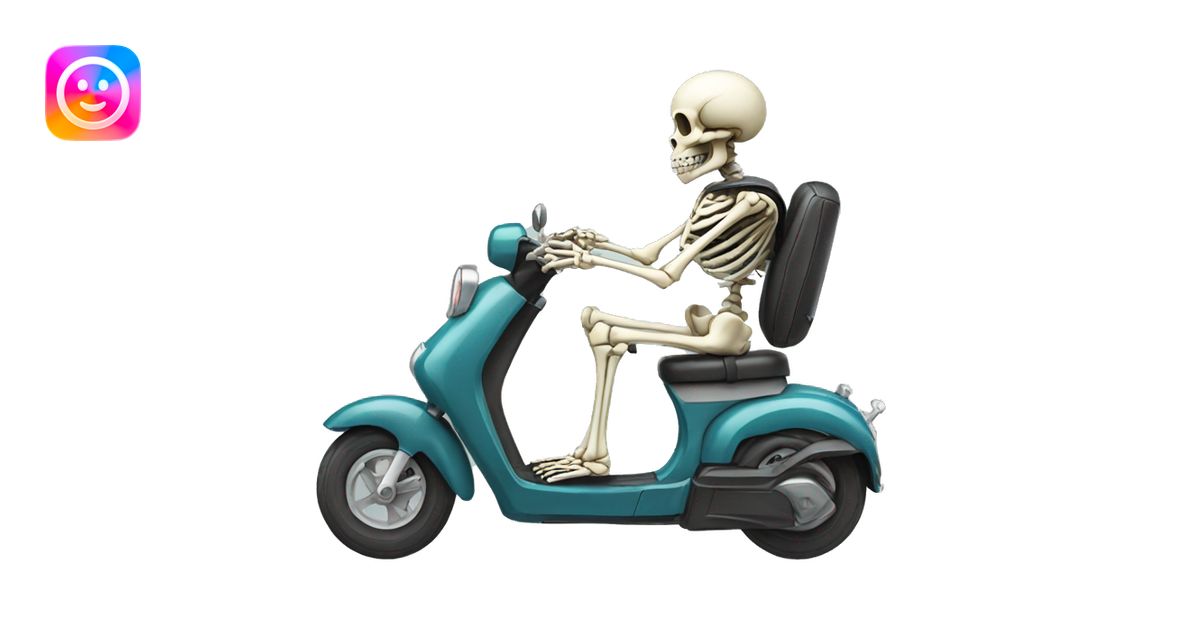 skeleton riding a motor scooter emoji | AI Emoji Generator