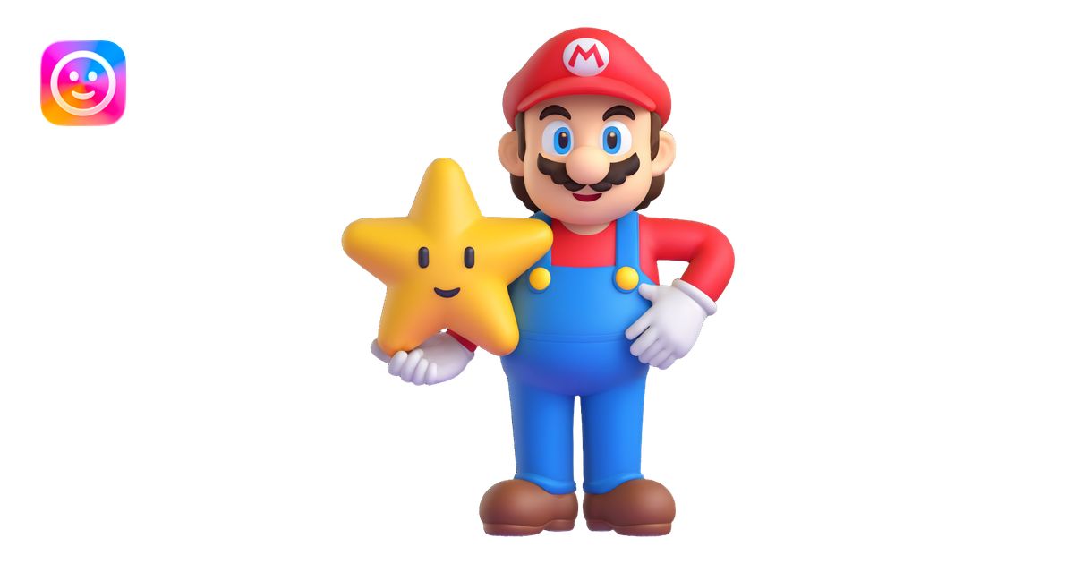 Mario star, smooth shading, rounded edges, expressive face emoji | AI ...