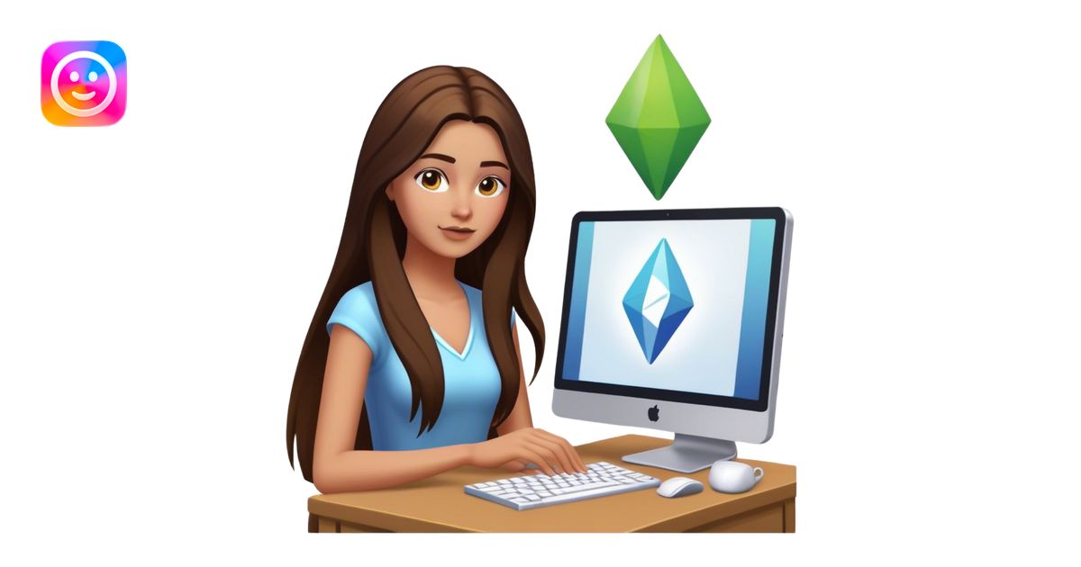 beautiful pale brunette girl with long hair playing the sims4 on ...