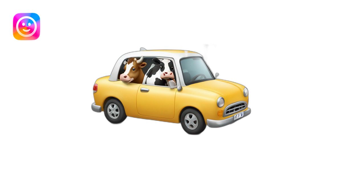 Two cows driving in a car and smoking cigarette emoji | AI Emoji Generator