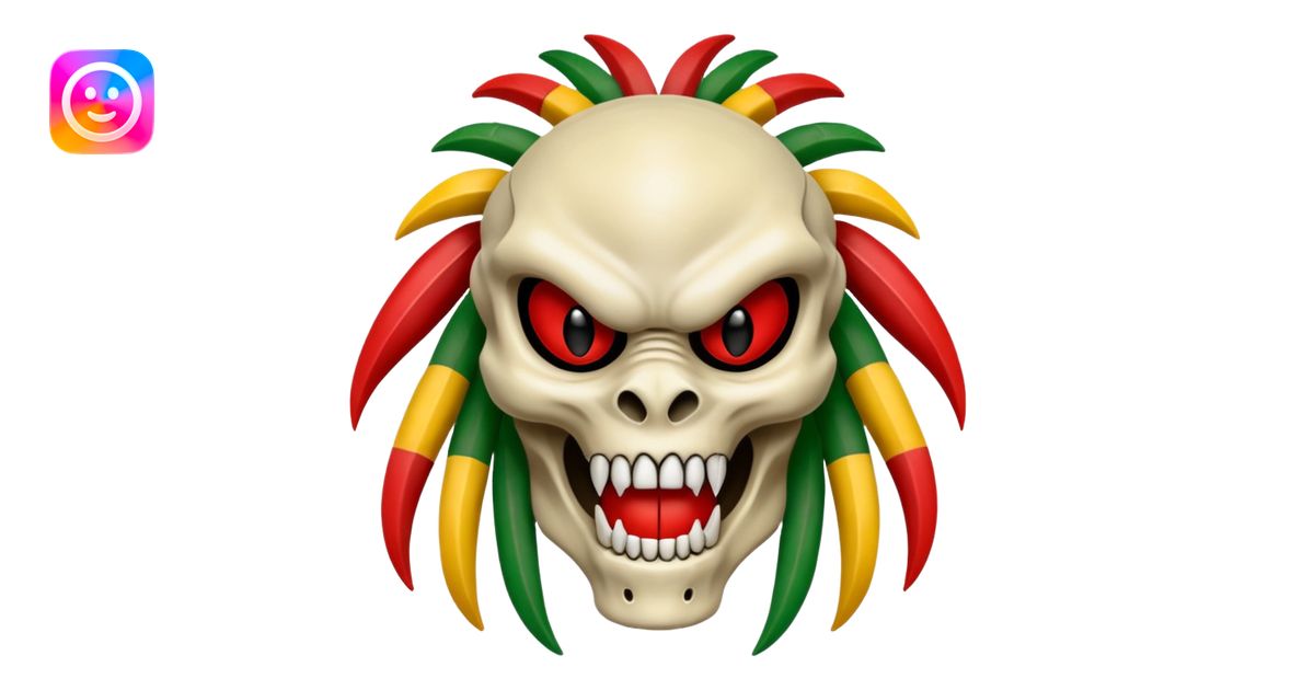 smiling bone predator from movie predator with rasta emoji | AI Emoji ...