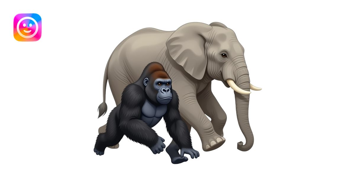 Elephant and gorilla running emoji | AI Emoji Generator