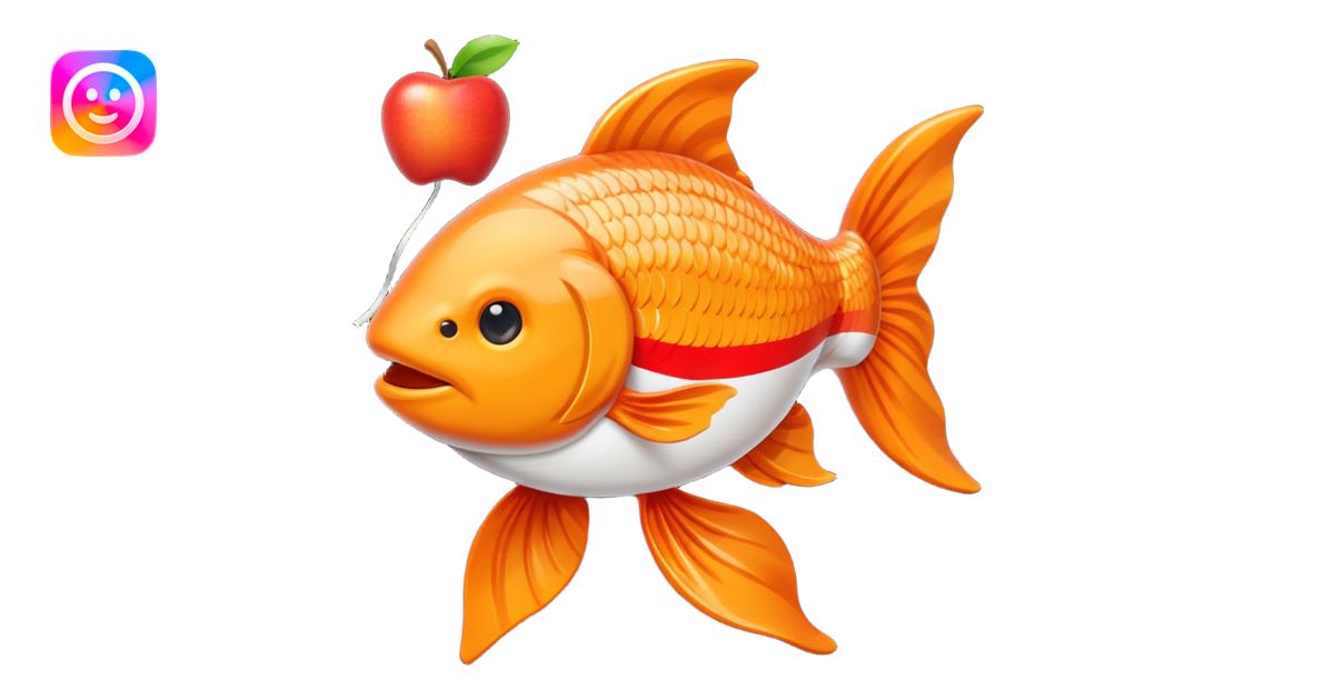 carp streamer hanging apple emoji style emoji | AI Emoji Generator