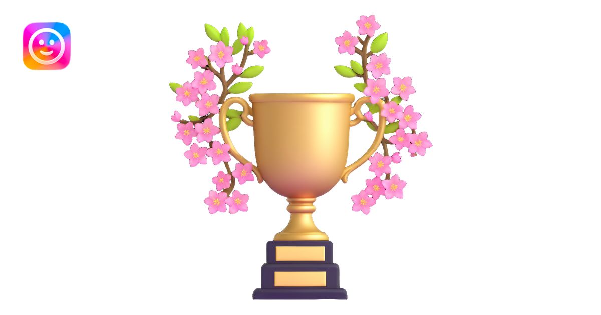 golden spring trophy with cherry blossoms emoji | AI Emoji Generator