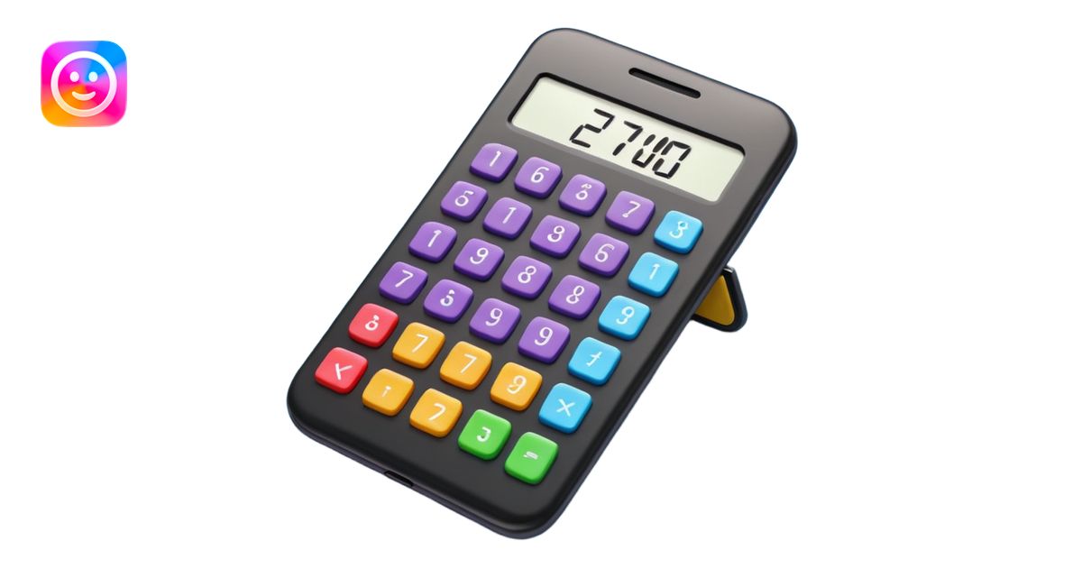 3D iPhone style emoji of a calculator with numbers on display ...