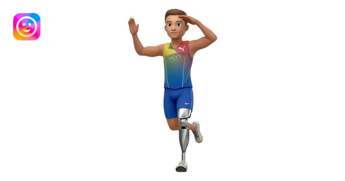the salute emoji but the emoji is inside a olympic race and is running ...