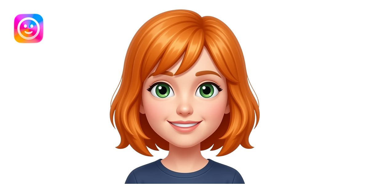 make a normal circle emoji he he has orange hair and green eyes and he ...