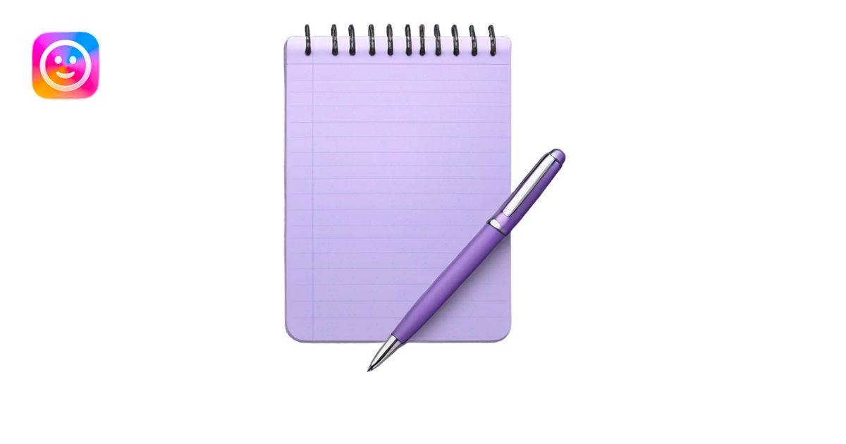 Light purple notepad with pen emoji | AI Emoji Generator