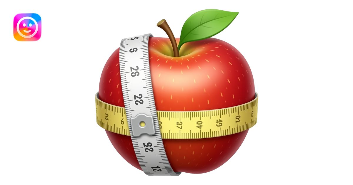 an apple with a tape measure emoji | AI Emoji Generator