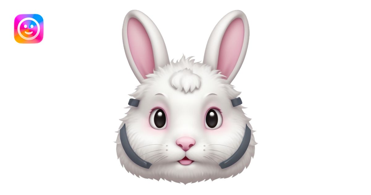 A fluffy white bunny with a tiny soft beard shaped like a cloud, ears ...