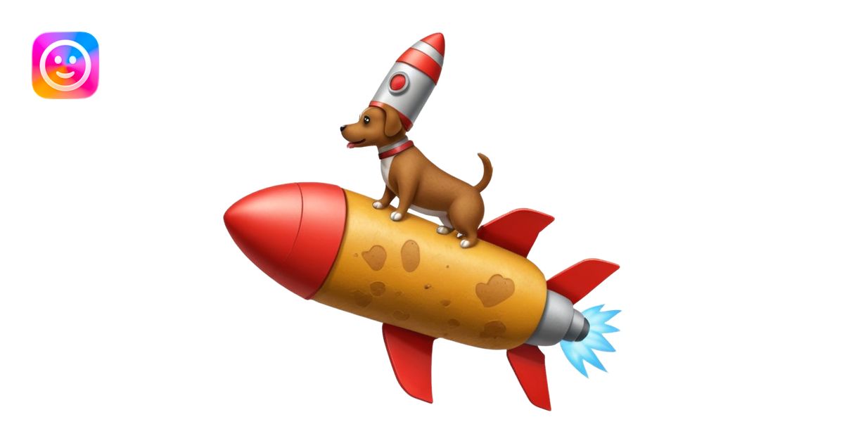 Dog flying poop rocket emoji | AI Emoji Generator