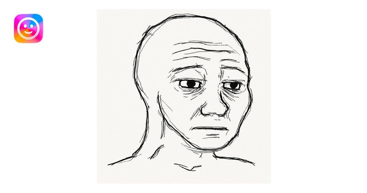 classic Wojak meme face, neutral expression, simple line art emoji | AI ...
