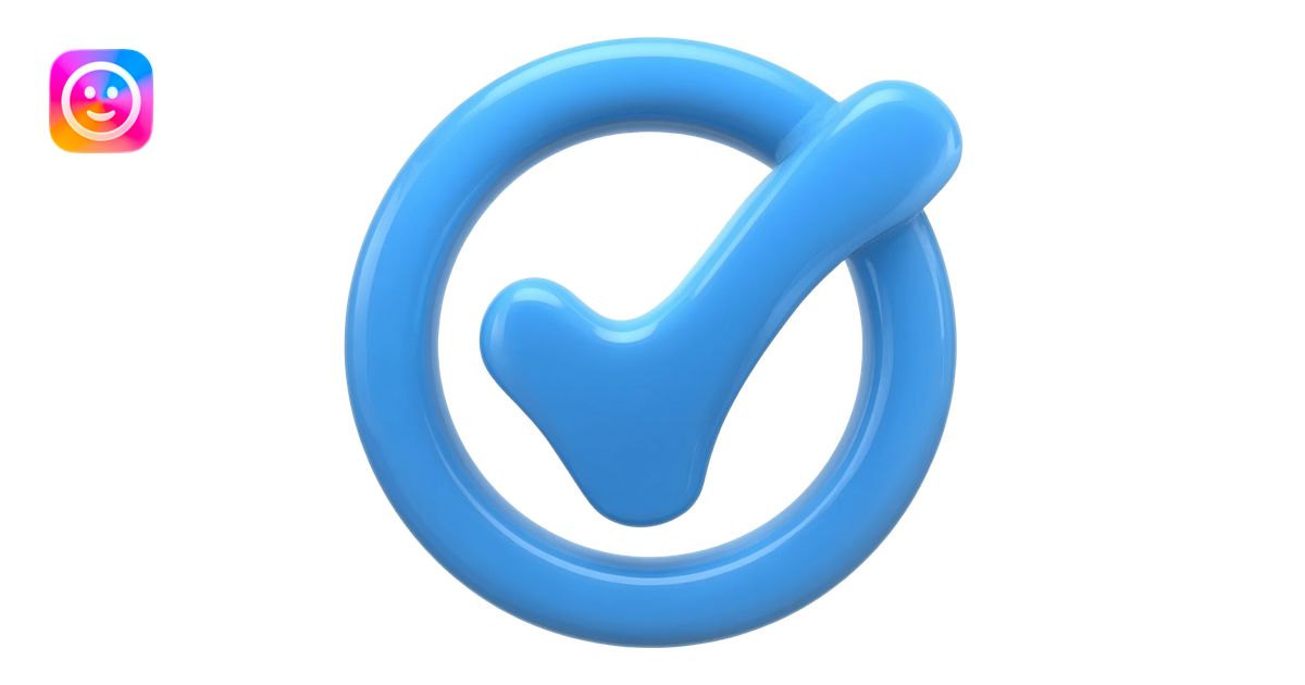 blue check mark with ridges around it emoji | AI Emoji Generator