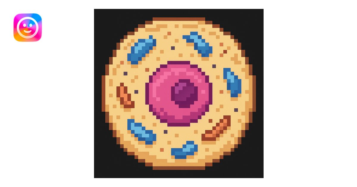 Make the human cell with a prominent nucleus detail in pixel art style ...