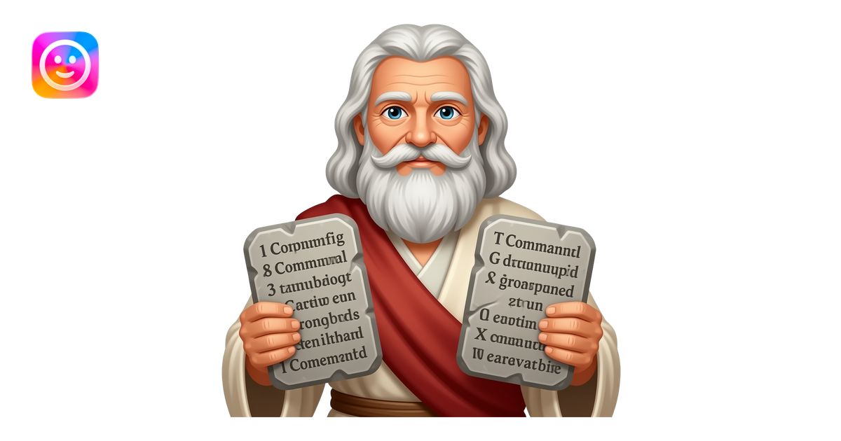 Moses as a wise old man holding the Ten Commandments stone tablets ...