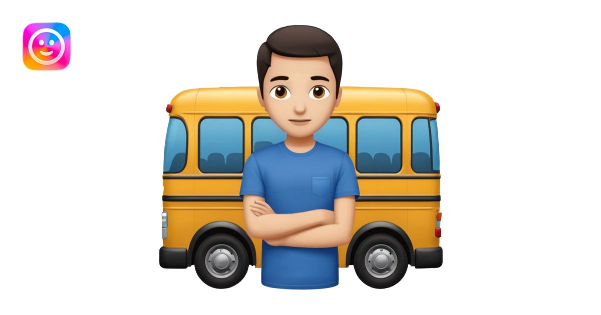 Harshil is leaning on a moving bus 🚌 emoji | AI Emoji Generator