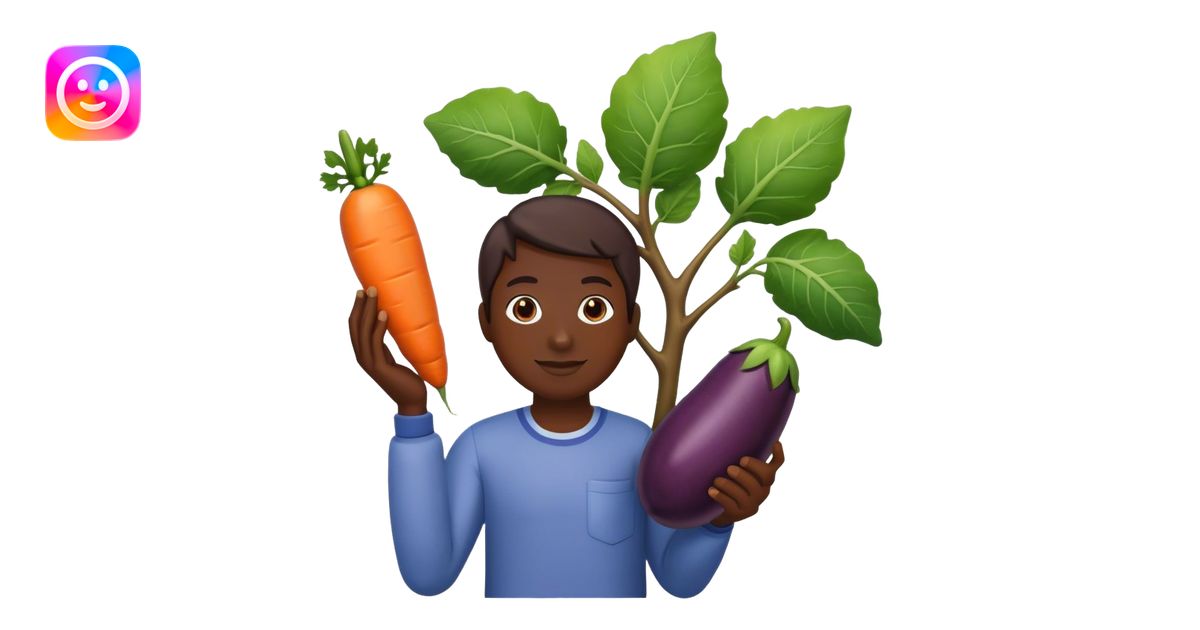eggplant, cucumber, big carrot on a branch emoji | AI Emoji Generator