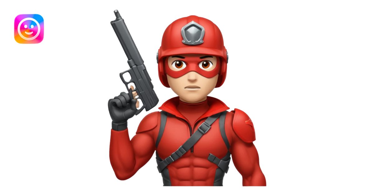 redhood with helmet and visor and pistol emoji | AI Emoji Generator