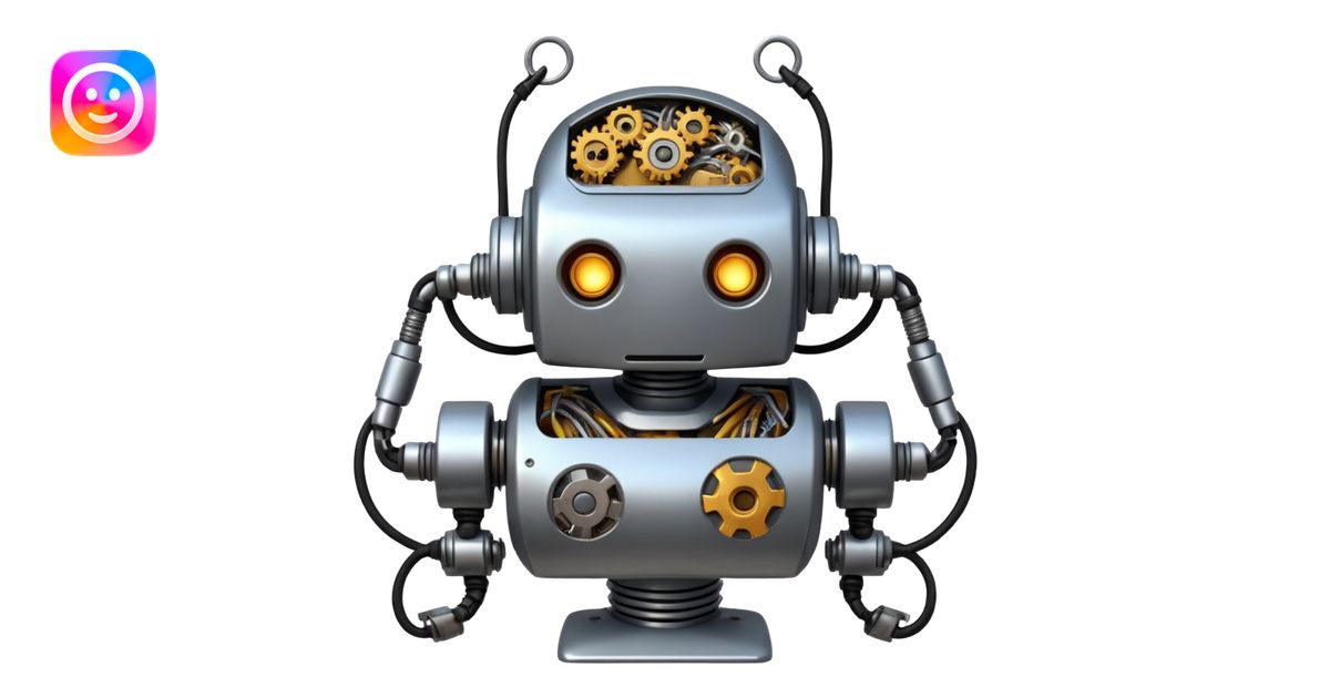 create a funny scene where a robot is exploded when coocking food emoji ...