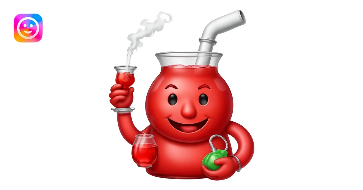 Kool-Aid Man character smoking a bong emoji | AI Emoji Generator