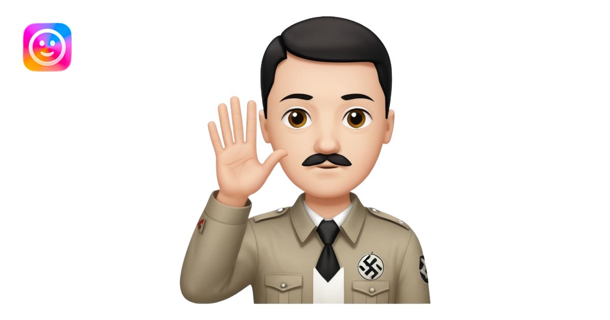 Hitler salute with nazi symbol on shirt emoji | AI Emoji Generator