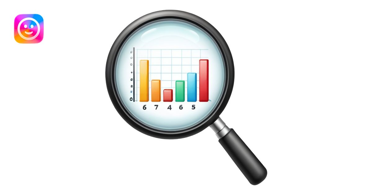magnifying glass with a growing bar chart inside, different design ...