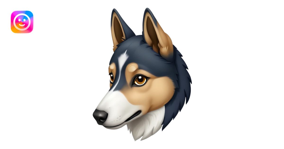 A German shepherd/husky mix turned into a horse emoji | AI Emoji Generator