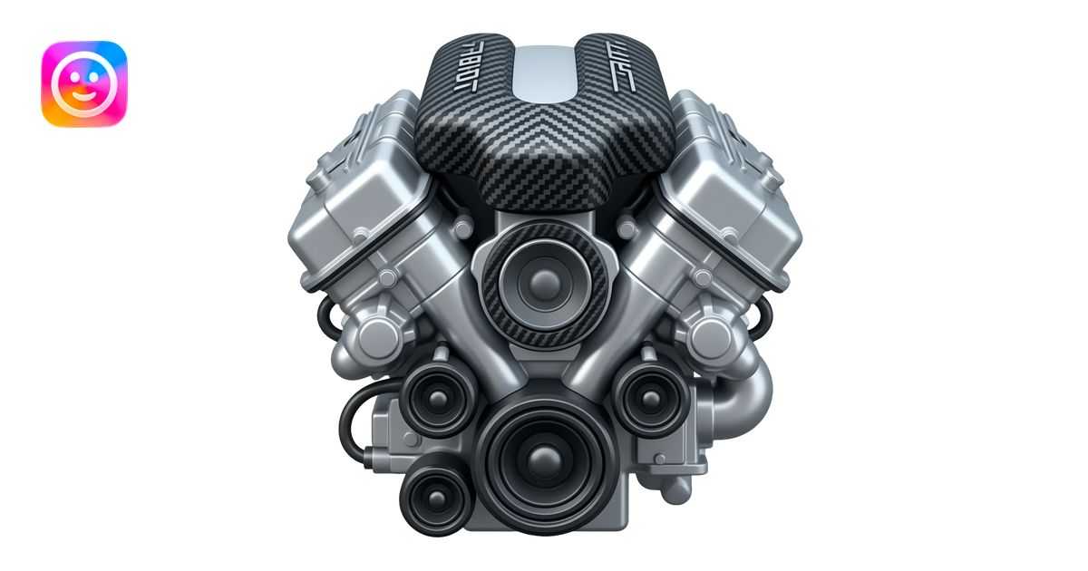 Realistic sports car V8 engine, chrome and carbon fiber parts, iPhone ...