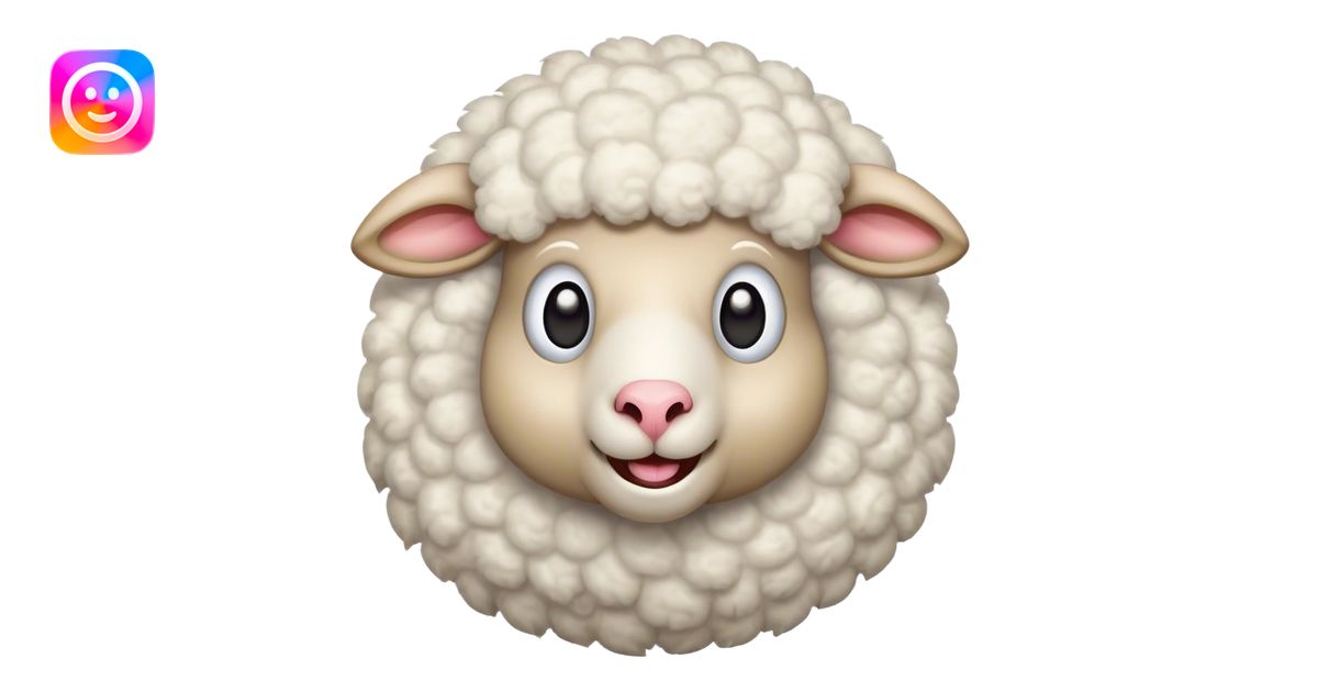Cinematic Comical Sheep Portrait Emoji, Head tilted dramatically with ...