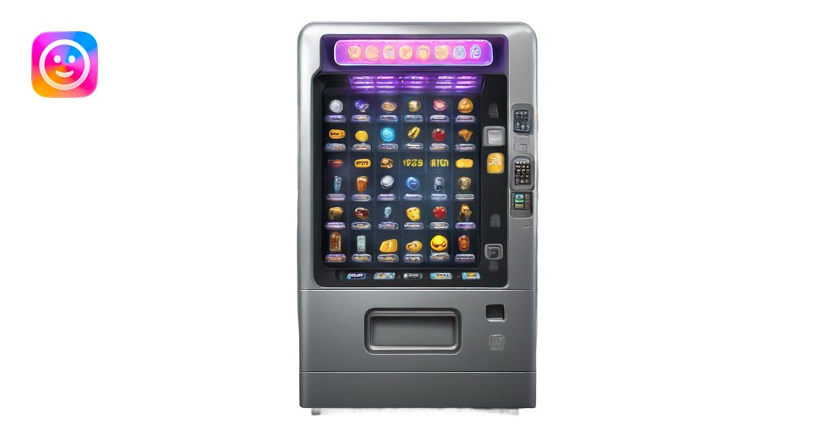 scifi vending machine, sci-fi concept machine, damaged, sentient emoji ...