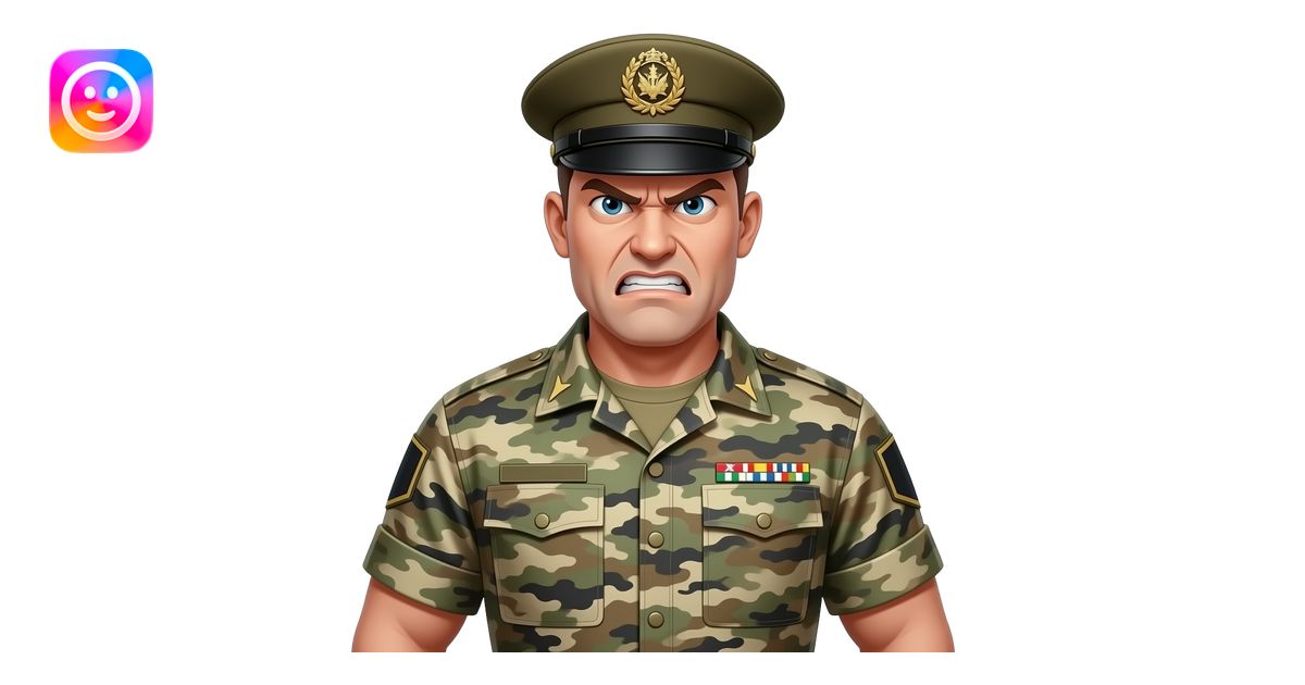 white drill sergeant character wearing a classic sergeant hat and a ...
