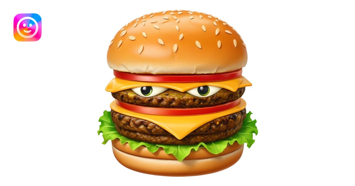 hamburger with eyes and mouth emoji | AI Emoji Generator