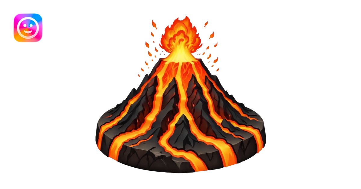 Volcano Planet – lava rivers and erupting peaks emoji | AI Emoji Generator