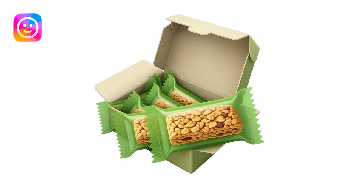 rectangular grocery store green cardboard box of heathy granola bars ...