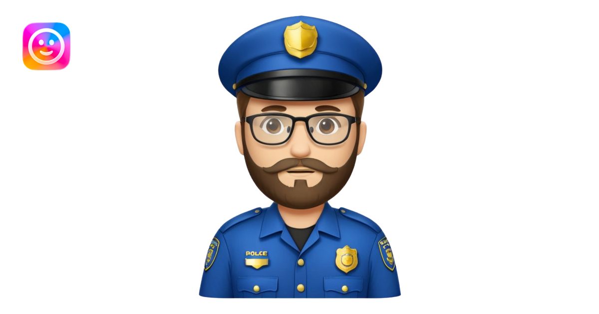 Police officer with glasses and beards(different uniform) emoji | AI ...