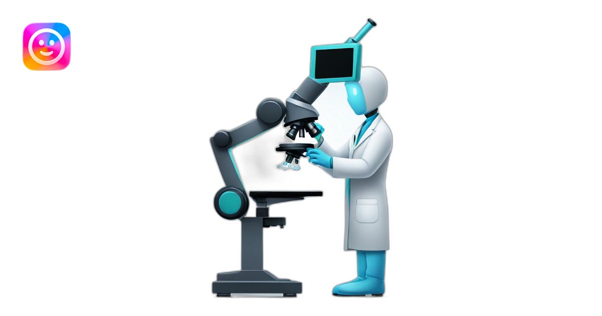 medical lab bot in white coat looking through microscope emoji | AI ...