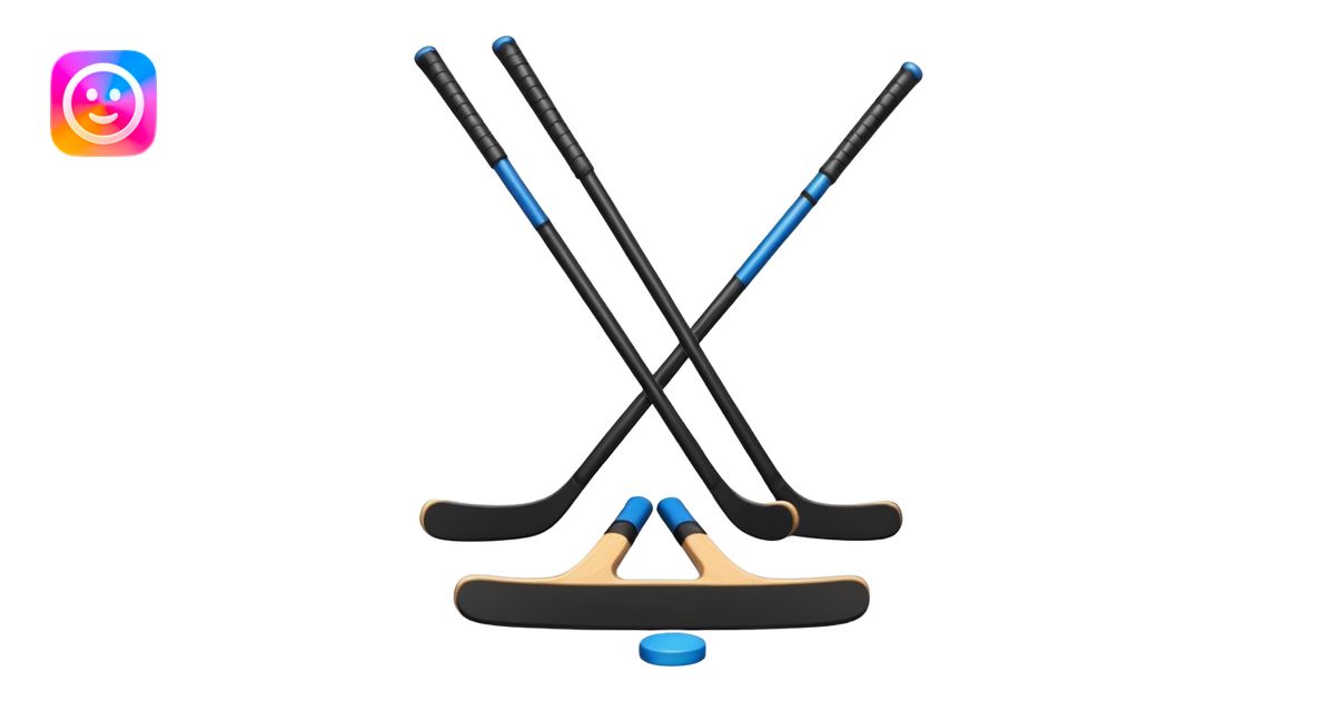 two hockey sticks crossing and a puck like the original apple hockey ...