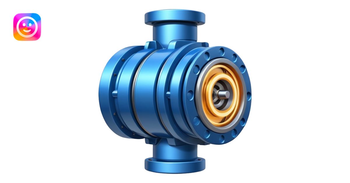Powerful modern engine emoji, thick industrial metal body, rotating ...