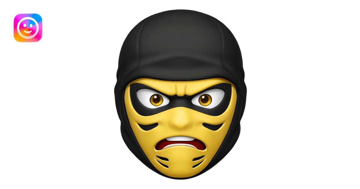angry ninja face emoji with black ninja mask, no visible skin, classic ...