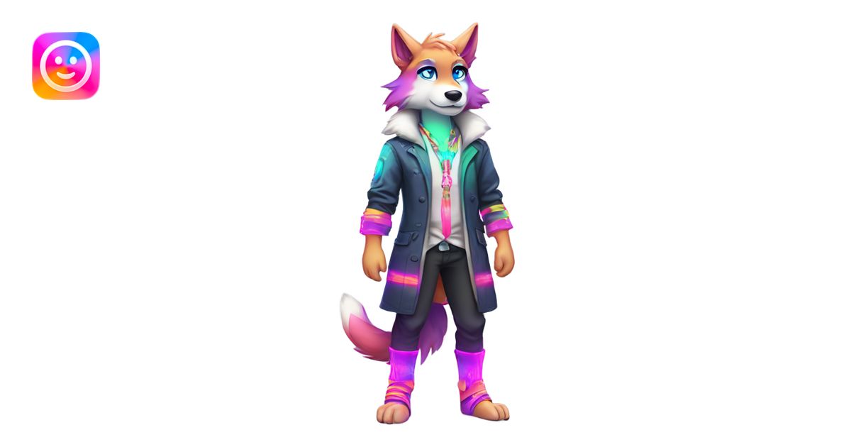 Anthro Colorful Shiny Fionbri-Falvie-sparkle-wolf-sona with neon ...