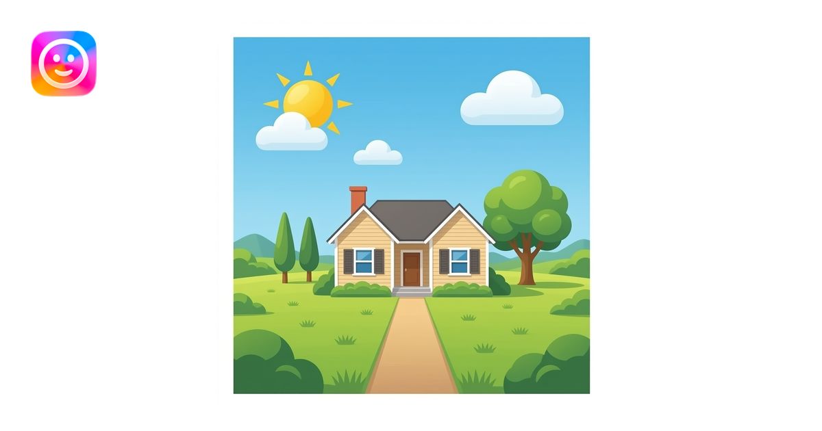 a house on an empty field emoji | AI Emoji Generator