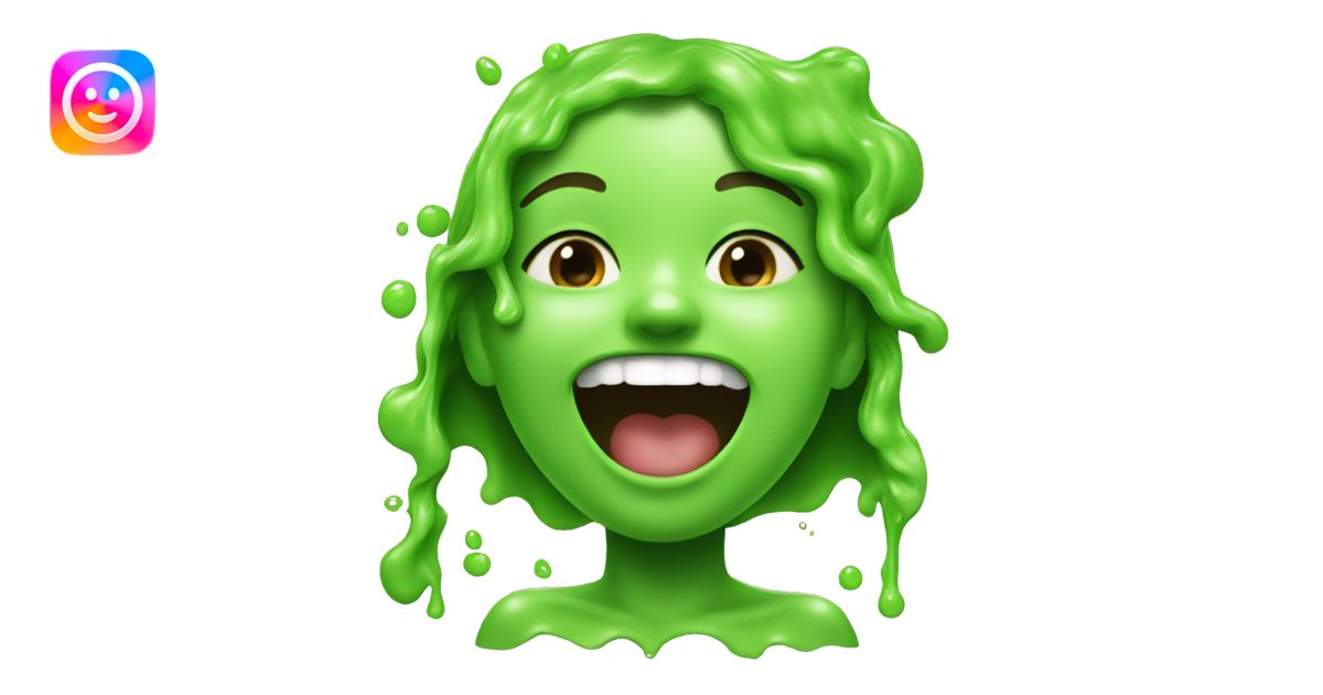 a girl laughing with snot and slime on her head emoji | AI Emoji Generator