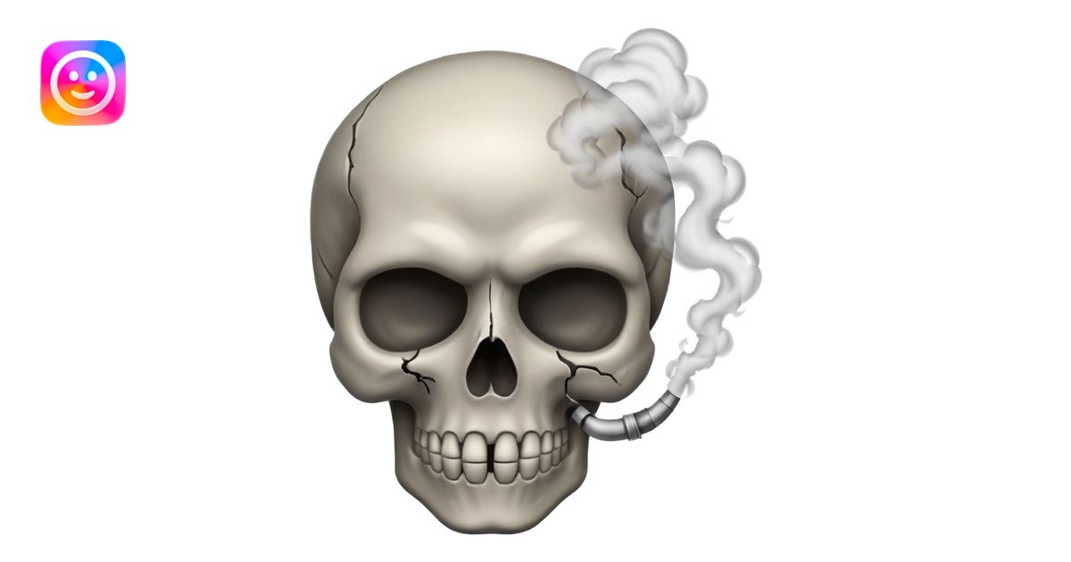 Make a skull emoji whose head is blasted off and smoke is coming from ...