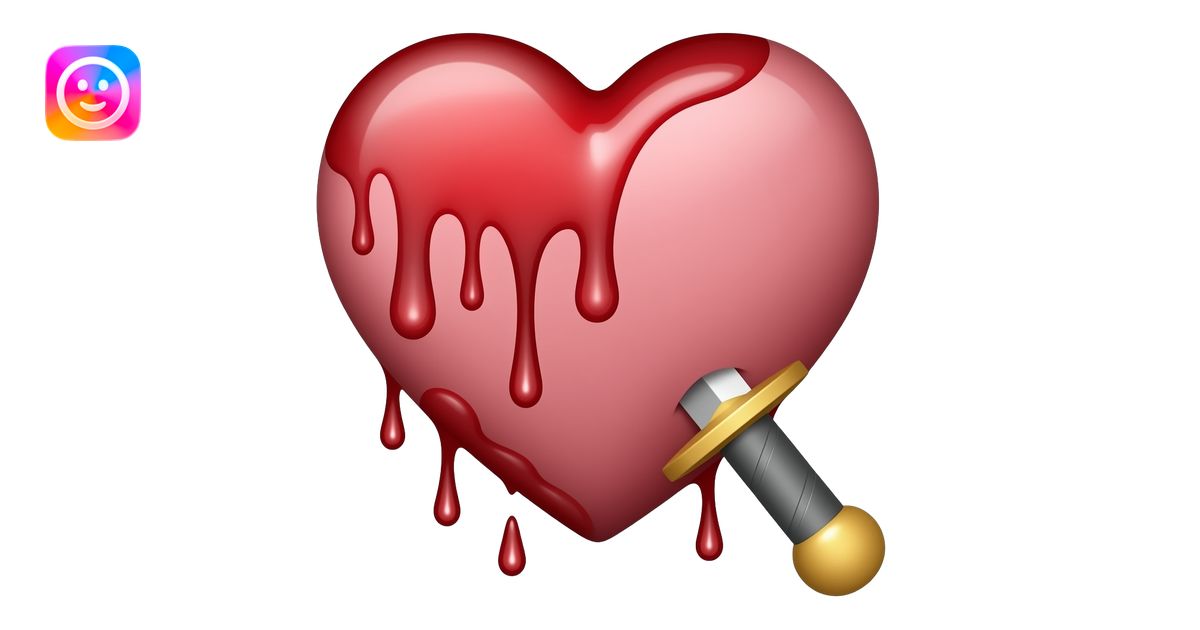 A dagger piercing a bleeding heart, make it black white and the blood ...