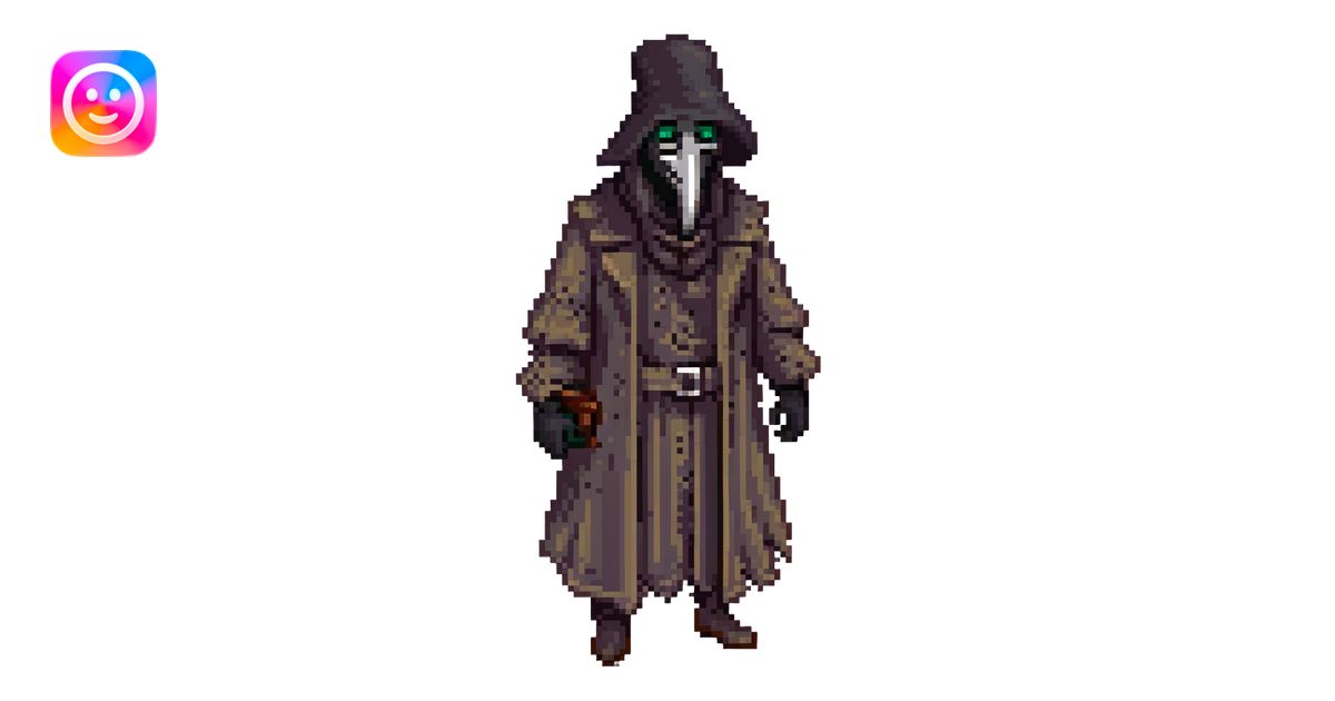 SCP-049 as a cursed emoji, unsettling, plague doctor mask, dark aura ...