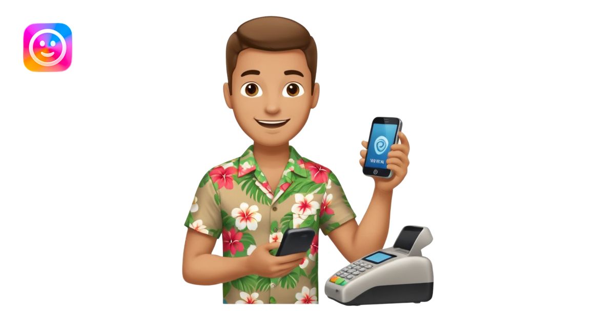Draw a male tourist who pointed his phone to scan a QR code at a POS ...