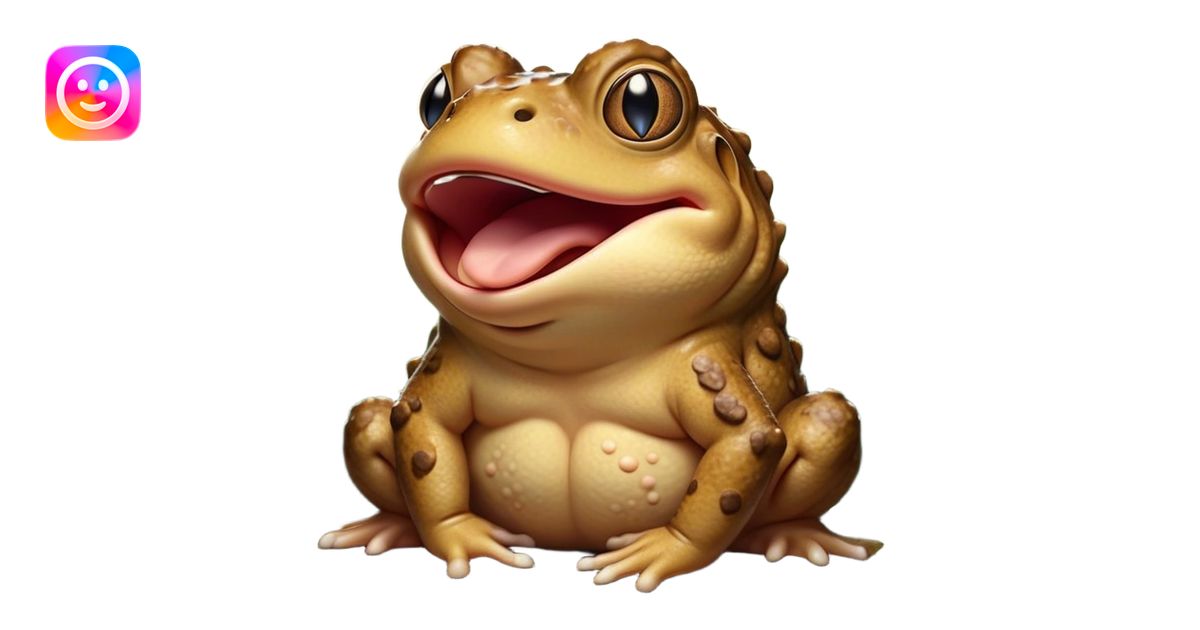 Cinematic Cute Yawning Toad Portrait Emoji, Head tilted slightly with a ...