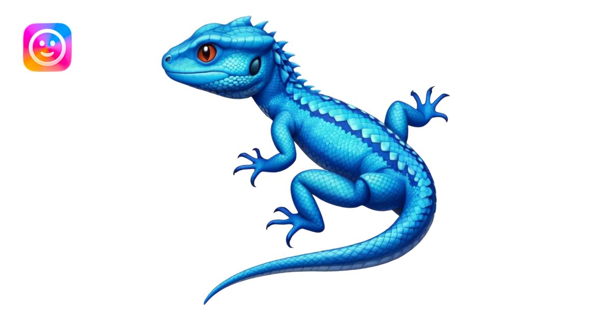 Cyan lizard-Cyclizar-Pokémon, with cobalt-blue flecks patterns emoji ...